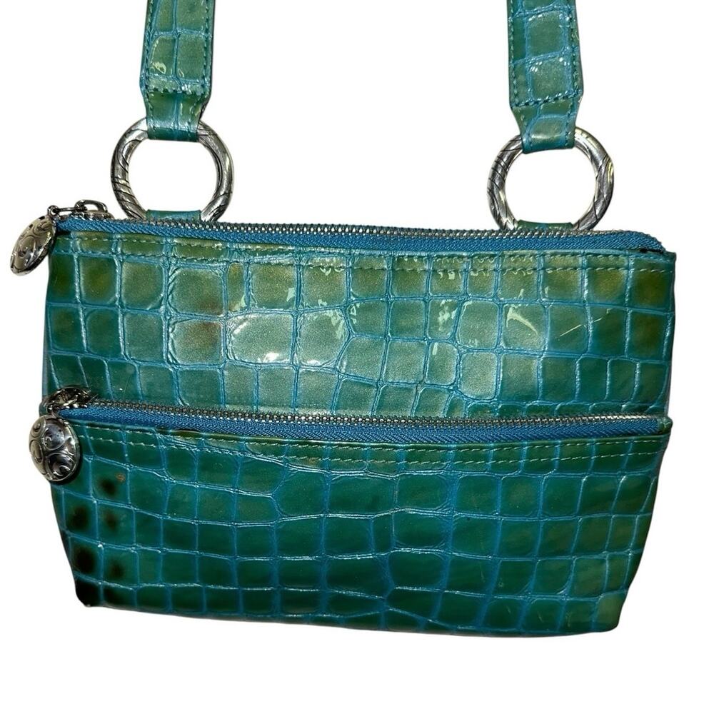 Brighton Blue Croc Embossed Crossbody‎ Wallet Purse Organizer
